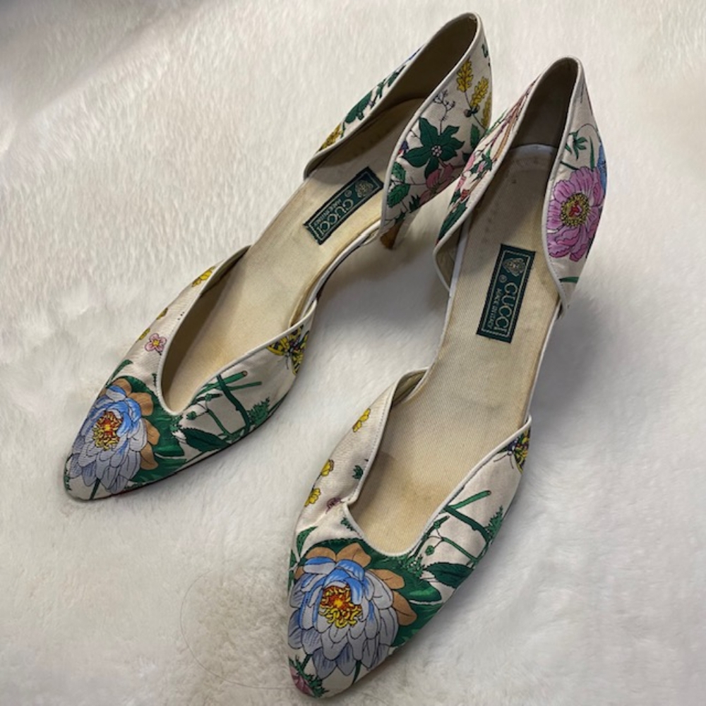 Gucci Vintage 1980s Floral Heels